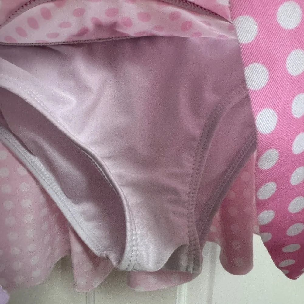 NWOT Disney Minnie Mouse 3T Pink Polka Dot Bikini Bottom Skirt Skort Swimsuit